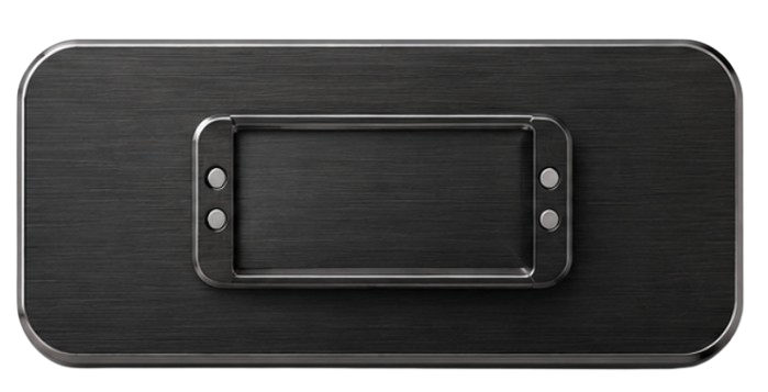 Harlow badge for Four Seasons, back, showing magnetic mount and contact pads